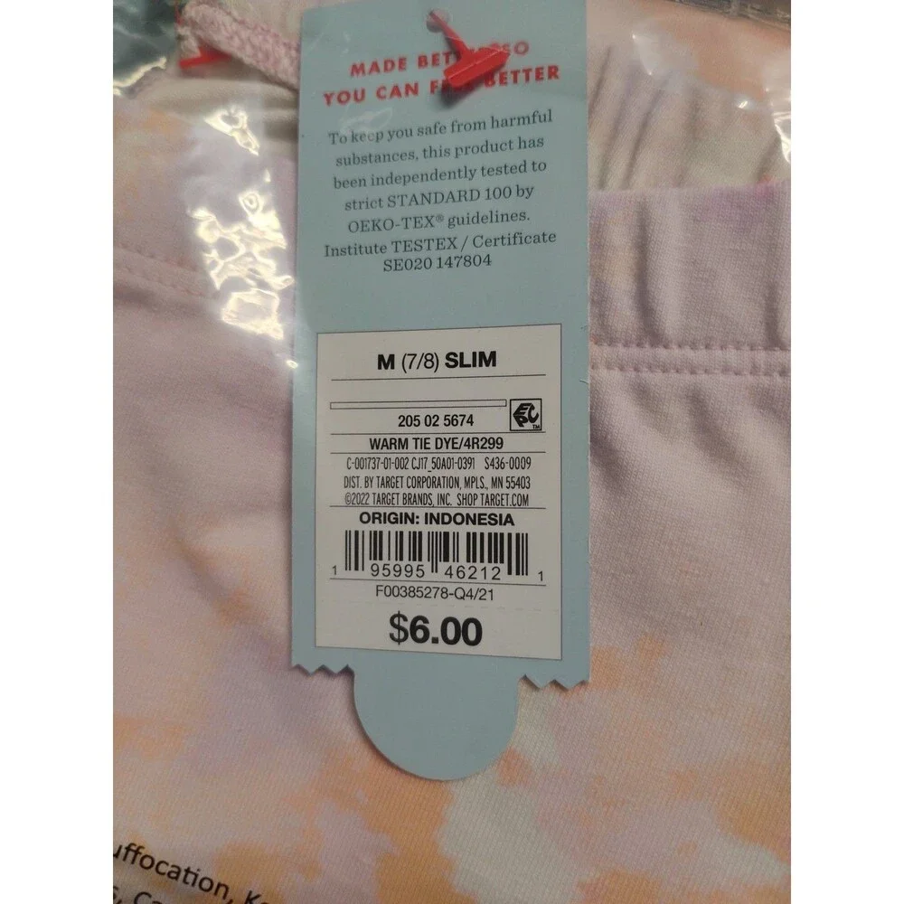 Cat & Jack Girls Legging Medium 7-8 Slim Pink Pastel Multicolor Tie-Dye